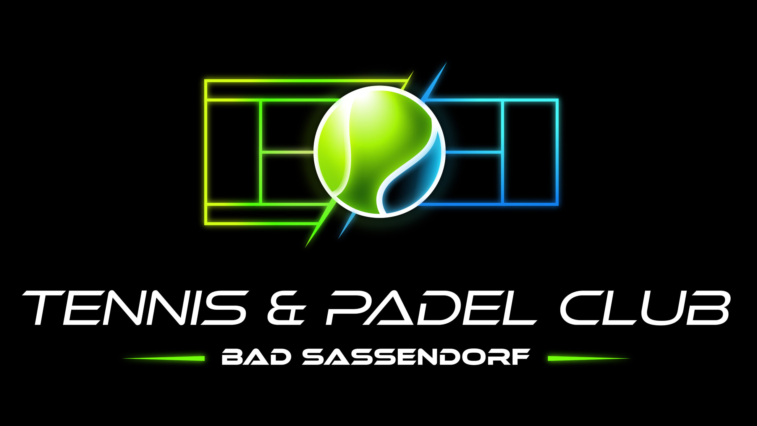 Tennis & Padel Club Bad Sassendorf Logo Final Blau Grün Schwarz Glow